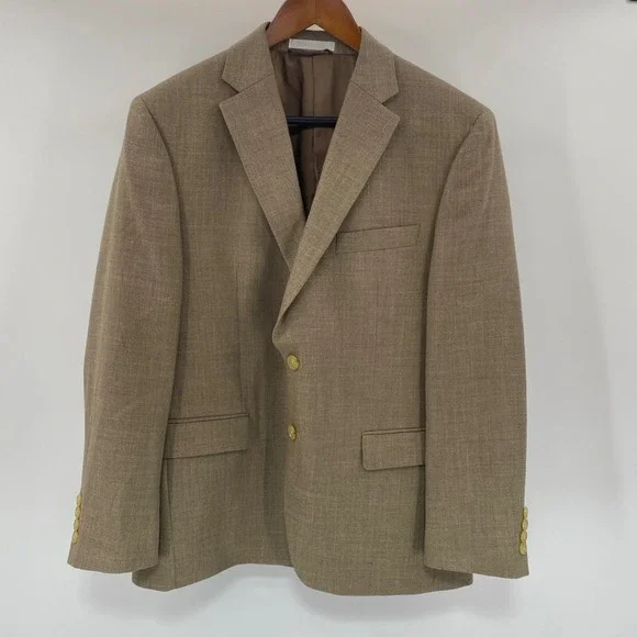 Lauren Ralph Lauren LRL Blazer Mens 40S Tan Linen Blend 2 Button Sport Coat